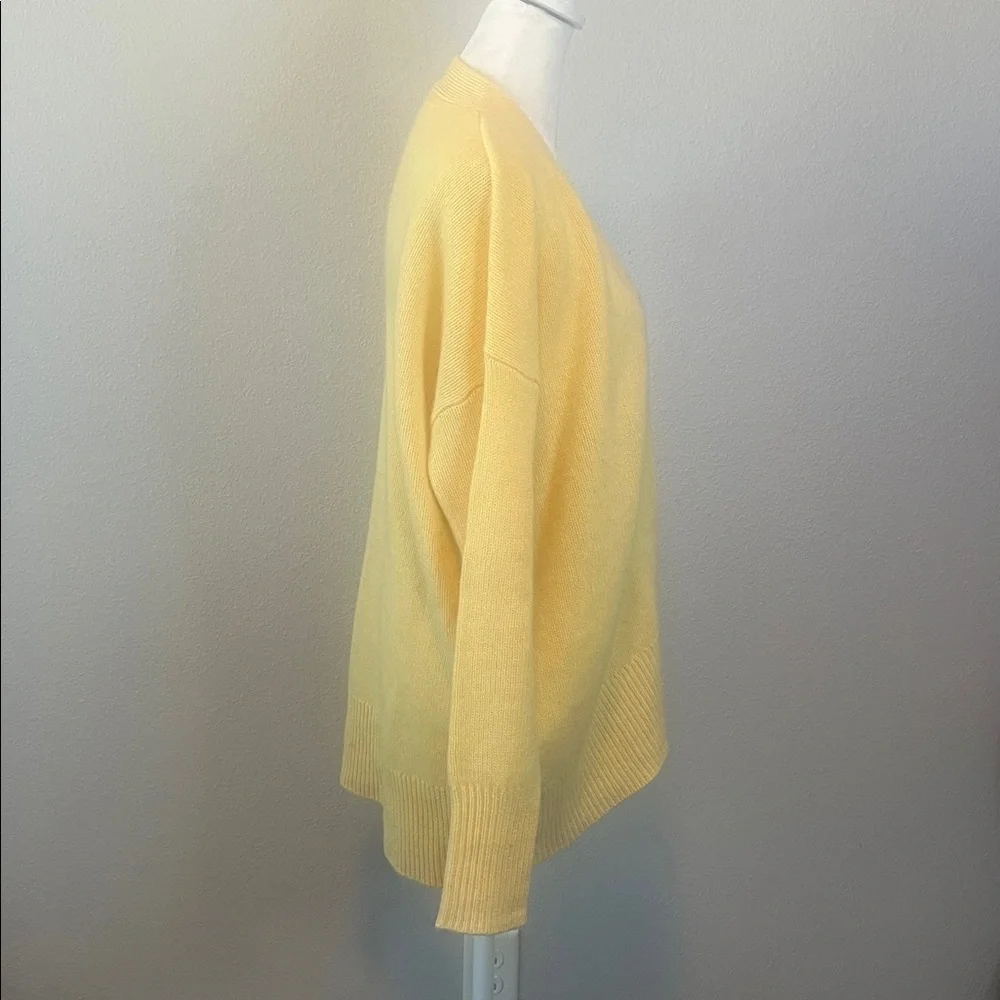 Magaschoni Cashmere Open Front Cardigan Butter Yellow Size Medium - Picture 2 of 7